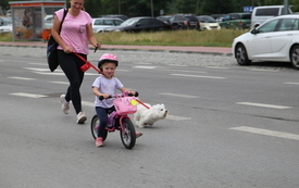 Dziewczynka jedzie na rowerze