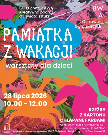 Lato z wystawą. Podr&oacute;ż do świata sztuki: Pamiątki z wakacji. Rzeźby z kartonu chlapane farbami