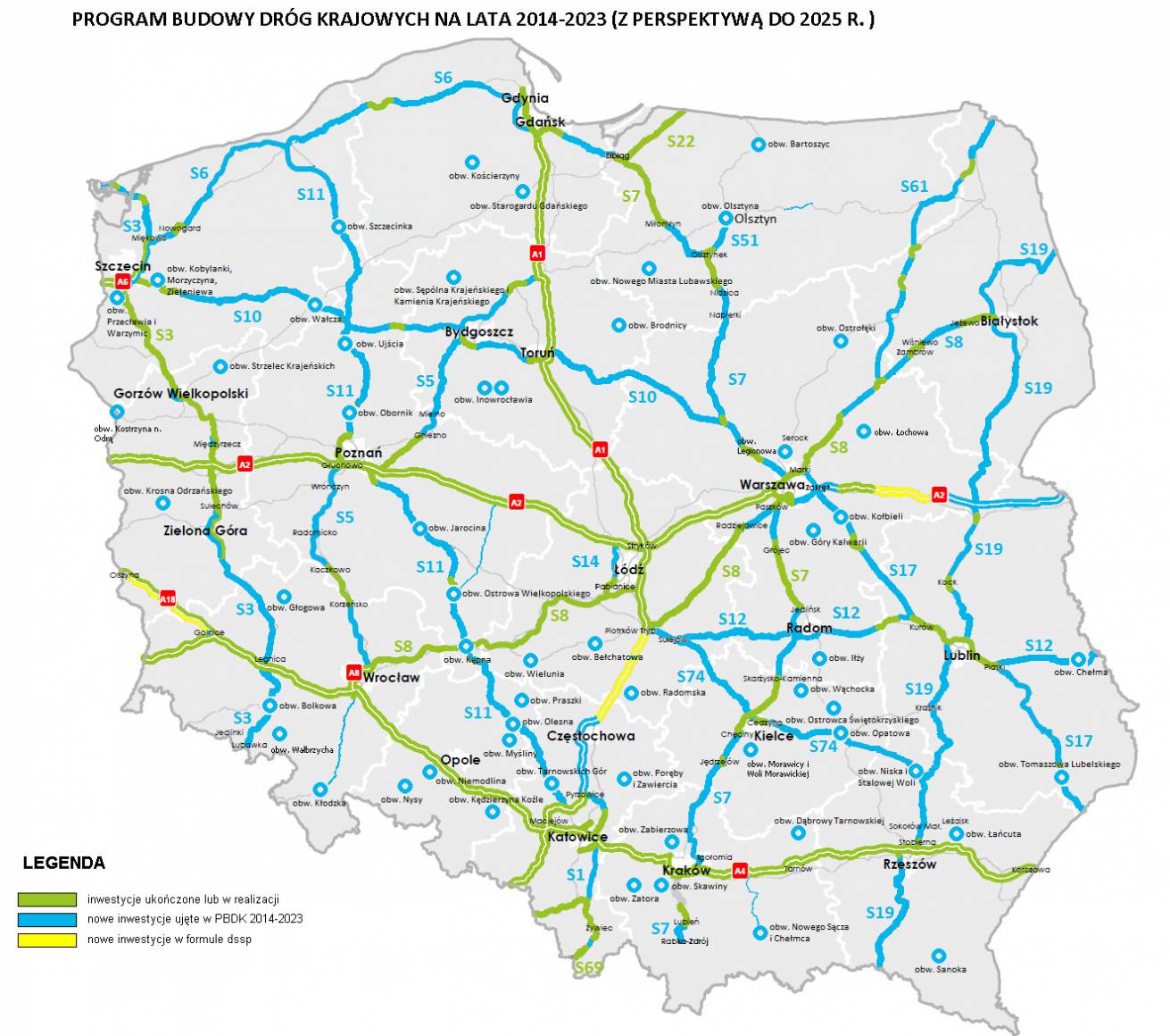 mapa programu budowy dróg