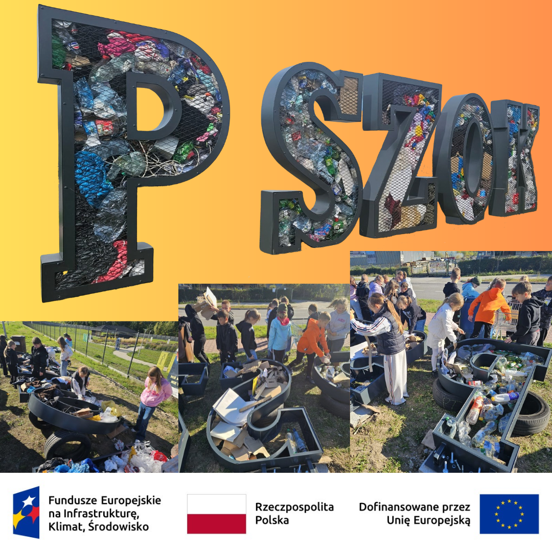 Kolaż zdjęć - napis PSZOK